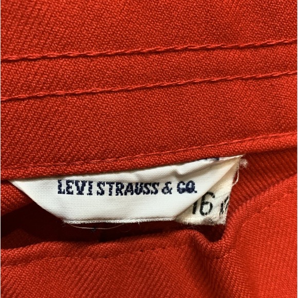 Levis High Waist Trouser Pants 16 Straight Leg Polyester Red‎ Vintage 70s 80s - Picture 8 of 9